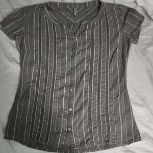 Gray Striped Women's Top